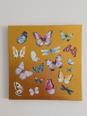 Gold Butterfly Wall Art Canvas - Vibrant Multi-Color Accent